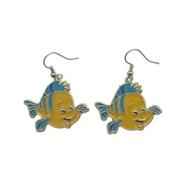 The Little Mermaid Flounder Metal Charm French Wire Earrings