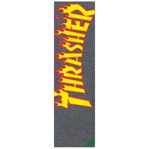 MOB GRIP Thrasher Yellow and Orange Flames Griptape - Black - 9in Skateboard Grip Tape