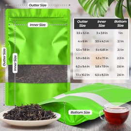 Funfery 100 Pcs Smell Proof Packaging Bags,Mylar Clear Bags for Food Storage,Sealable Bags for Packaging,Stand Up Pouches with Window,Resealable Bags for Small Business,Cookies,Candy(Green,4.7x7.9in)