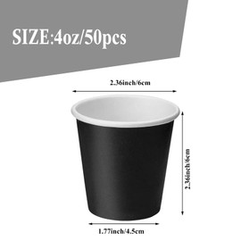 4 Oz 50 Packs Small Disposable Bathroom Mouthwash Cups Bathroom Paper Cups Espresso Paper Cups Small Paper Cups for Snack Bathroom Espresso Perfect for Home Condos Rvs Campers（Black）