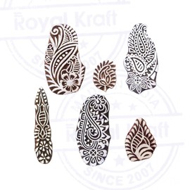 Royal Kraft Tattoo Printing Blocks Beautiful Paisley Pattern Wooden Stamps (Set of 6)