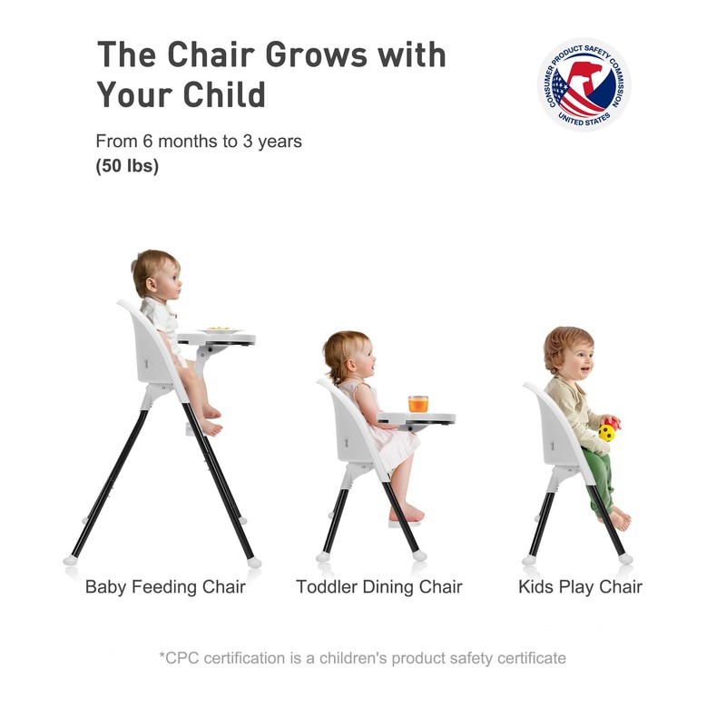 Funny Supply 3-in-1 Foldable High Chair, Portable & Convertible Baby