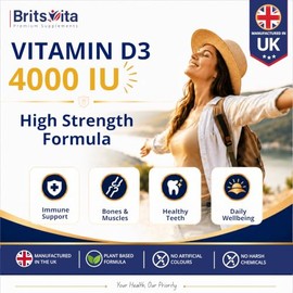 Vitamin D3 4000 IU, High Strength, 365 Tablets, 1 Year Supply, Supports Immune System, Bones, Teeth and Muscle Function