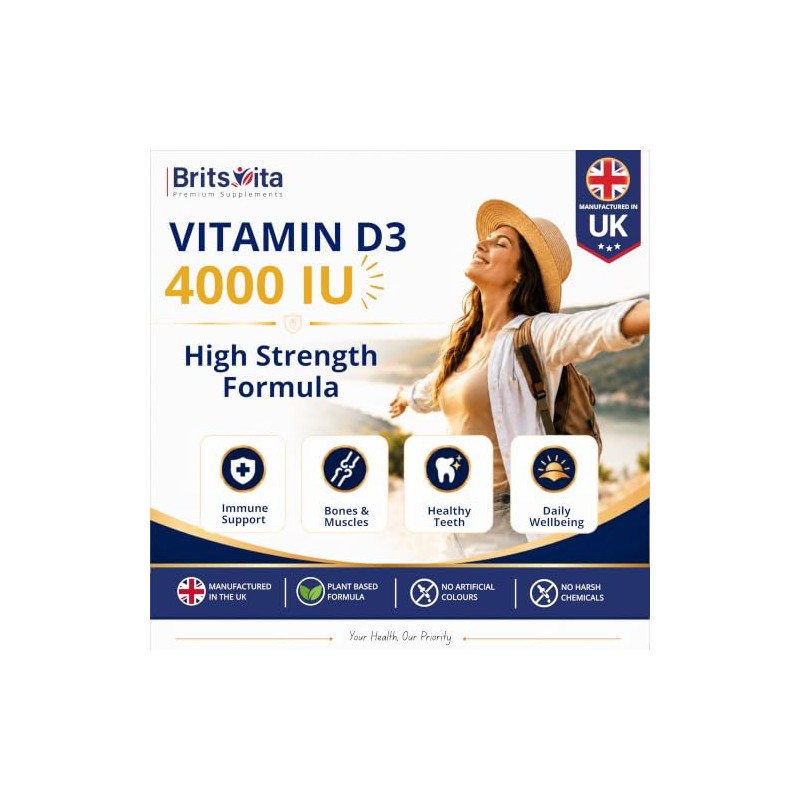 Vitamin D3 4000 IU, High Strength, 365 Tablets, 1 Year