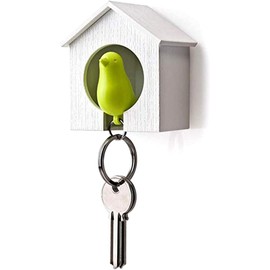 LNYMZD Bird House Key Holder, Single Bird House Keychain Wall Hook Holders, Mini Bird Nest Keychain, Anti-Lost Key Holder Whistle Key Ring Holder for Home, Key Hooks Home Storage Hooks