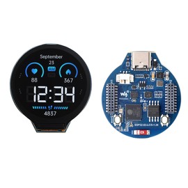 ESP32-S3 with 1.28inch Round LCD 240×240 Resolution ESP32 S3 Development Board with IPS Display, 32-bit LX7 Dual-Core Processor, GC9A01 Driver Chip, Supports W-Fi/BLE,Type-C Connector