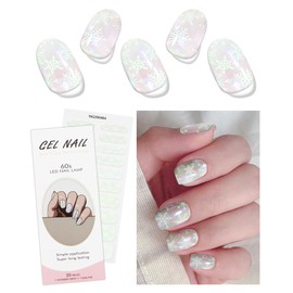 JMEOWIO Gel Nail Stickers Christmas Snowflake Semi Cured Gel Nail Strips Wraps UV/LED Nail Supplies Nail Art Design Decoration Accessories