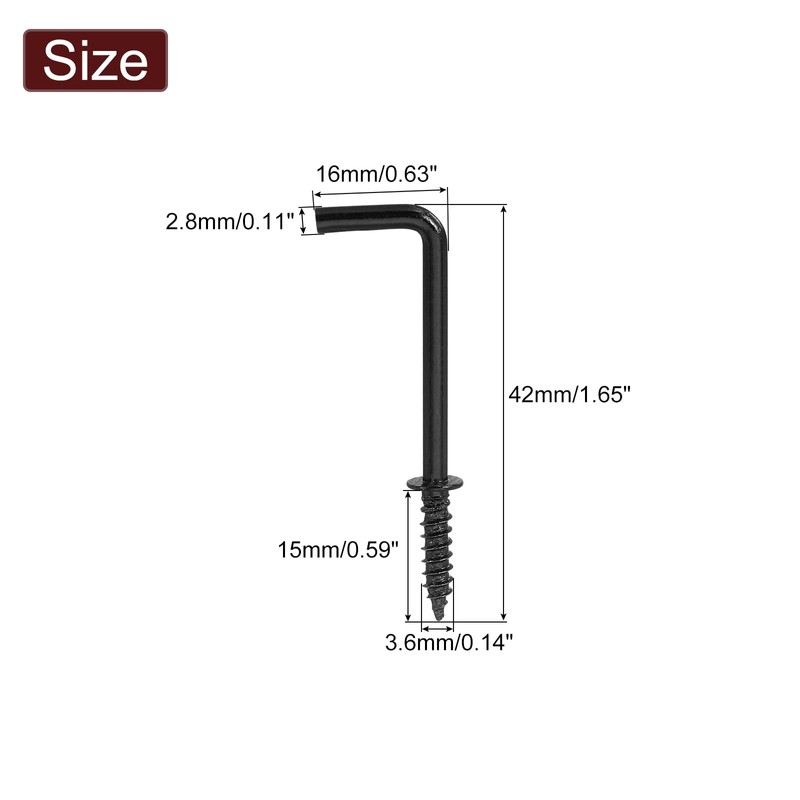 QUARKZMAN Angle Hooks, 50 Pieces 1-1/4" L-Shaped Screw Hooks, Screw