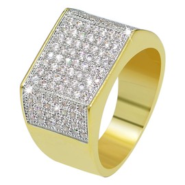 JINAO 18k Gold Plated Iced Out Square Bling Ring Cubic Zirconia Statement Wedding Band Ring for Women Men Hip Hop (9)