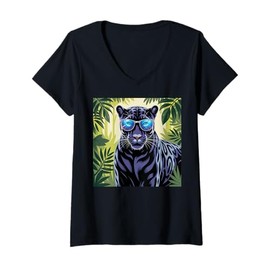 Womens Kids Black Panther Girls Boys Vintage Black Panther Party V-Neck T-Shirt