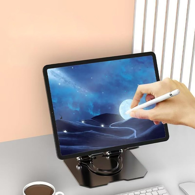 Hbluefat Metal Tablet Stand, Adjustable 360° Rotation Tablet Holder Compatible