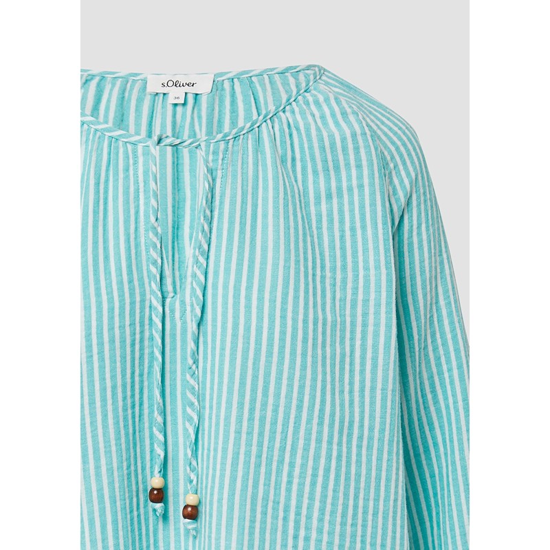 s.Oliver Raglan Sleeve Ruffle Muslin Blouse, turquoise