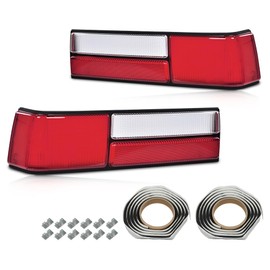 CROSSDESIGN NEW Taillight Taillamp Lens Left & Right Pair Set Red Compatible with Ford Mustang 1987-1993