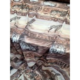 Divastyletextiles BROWN TAN LEOPARD PRINT CHIFFON ZEBRA FABRIC BY THE YARD SEMI SHEER CHEETAH