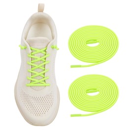 VEILLEONG No Tie Shoelaces，Elastic Shoe Laces - One Size Fits All Adult and Kids Shoes Fluorescent Green