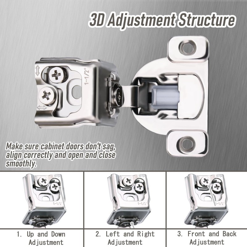 Soft Close Cabinet Hinges, HTCELLE 10 Pack 5 Pair 1-1/2
