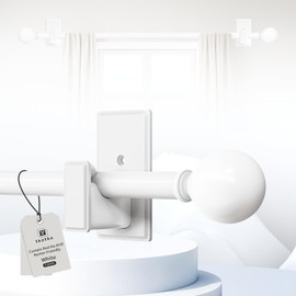 TKZTKZ White Curtain Rods No Drilling-Adjustable No Drill Curtain Rods for Windows 36-88"with Adhesive Brackets for Bedroom Apartment Renter Friendly,Small French Door Sash Rods Easy Install,2Pack