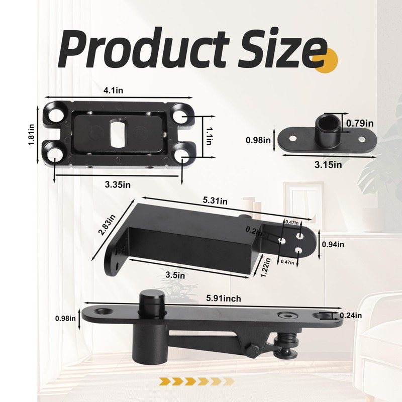 Black Self Closing Pivot Hinge Heavy Duty Hidden Hinges for