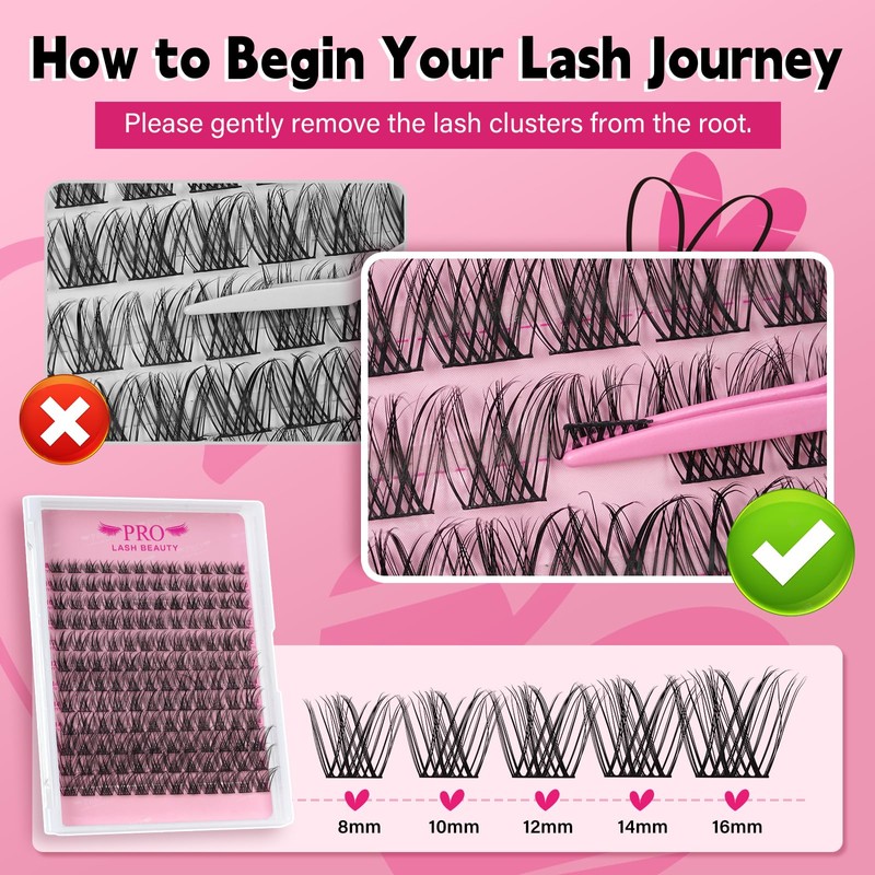 Lash Clusters Kit with 144 Pcs Individual Lashes Cluster Lashes