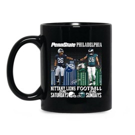 Penn State to Philadelphia Football Mug, Nittany Lions Football on Saturdays, Philadelphia Football on Sundays Cup 8P2NHR - Color: Black Accent, Size: 11oz