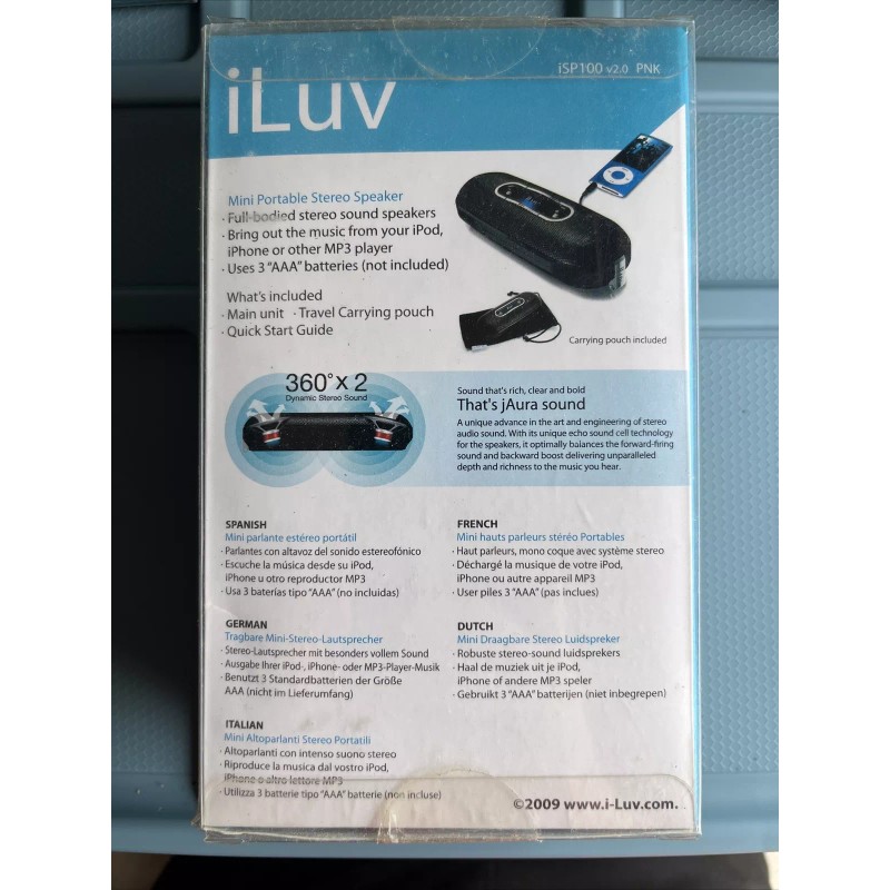 iLuv Pink Breaking Sound Barriers Portable Stereo Speaker iSP100 NEW