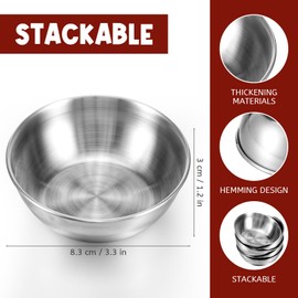 wutfuooo 30 Pack Small Stainless Steel Bowl Sauce Dishes 3.3 Inch Round Seasoning Sushi Dipping Bowls Silver Mini Condiment Cups Metal Ingredient Containers for Prep Appetizer Plates Set for Kitchen