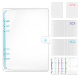Mairearn A6 Sealing Book, Clear Binder, 6 Holes, 1 and 2 Squares, 20 Double-Sided Refills + 2 PP Sticker Mount, Removable, Collage, Girls, A6 Sticker Notebook, Seal Organizer (Blue)