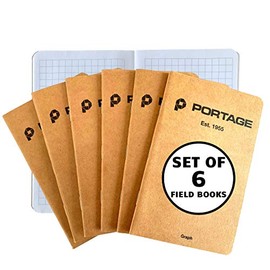Portage Small Blank Notebook- Notepad for Field Notes, Kraft Unlined Small Sketch Book, Pocket Notebook Journal for Taking Notes in the Field â 3.5 x 5.5 Inches, 64 Pages, (Pack of 6)