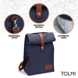 Insulated Lunch Bag by KRYO - Small reusable cooler bag - A travel lunchbox, Blu