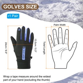 PATIKIL Winter Ski Snow Gloves, 1 Pair Waterproof Winter Warming Gloves Touchscreen Skiing Work Gloves for Men, Black-Blue