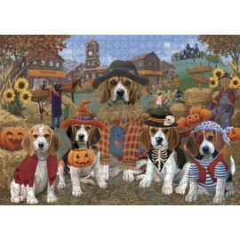Doggie of The Day Beagle Dogs - Round Town Family - Jigsaw Puzzle for Adults - Interlocking Puzzle Game Artwork - Gift for Dog Lovers - 200 Pcs 14"x10"