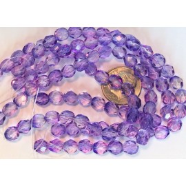 Czech Bead, 50 Czech Fire Polished Blue Violet 6mm Round Glass Beads with 0.8mm Hole