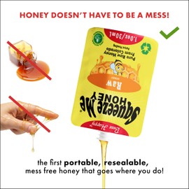 Squeeze Me Honey Resealable Pouches Variety Pack - Mess-Free Portable Honey Packets 10 Pack - Raw Unfiltered Pure Honey 5 Flavors for Tea Coffee Hiking Kids Lunch Natural Energy On-The-Go Adults