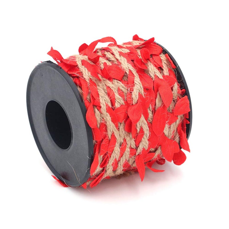 Shiwaki 2PCS Jute Twine with Leaf, 33 Feet Leaf Ribbon