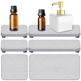 Mardatt 4-in-1 Diatomite Soap Dish Set, Water Absorbent Diatomite Tray, Diatomaceous Earth Coasters Soap Holder, Water Absorbing Stone Soap Tray for Kitchen Bathroom (Grey)