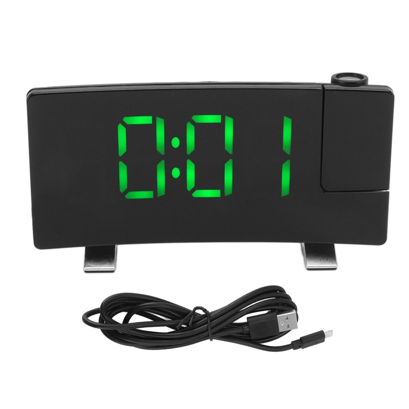 Radio Projection Alarm Clock LED Display Electronic Clock Curved Screen