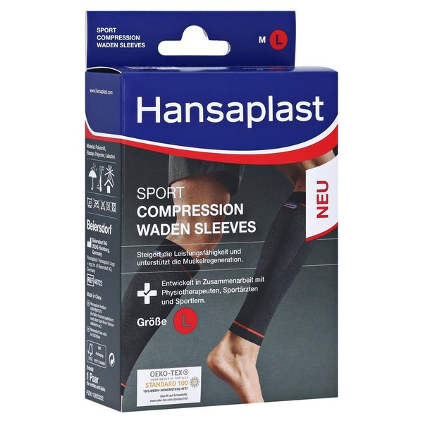 Hansaplast Sport Compression Wear Calf Sleeves, Calf Bandage to Support Muscles, Calf Compression Stockings to Promote Muscle Recovery, 1 Pair
