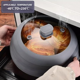 GLOU-GLOU GOOSE GGG Microwave Splatter Cover Glass Cover Guard Lid with Collapsible Silicone for ...