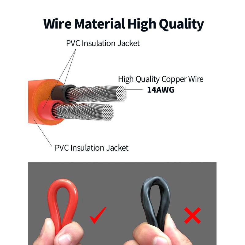 Tonton 30FT 9M 8mm Extension Cable 14AWG for Solar Generators,