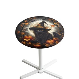 Talayituse Cat Pumpkin Maple Leaf Print Cocktail Table Cover Thanksgiving Decor Stretch Cocktail Table Tablecloth Fitted Hightop Table Cocktail Tablecloth for Bar Wedding Cocktail Party Banquet Table
