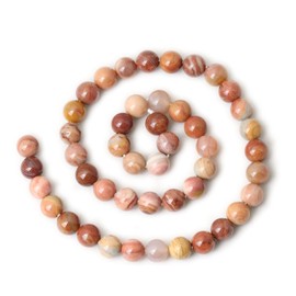 CHEAVIAN 45PCS 8mm Natural Petrified Wood Jade Round Loose Beads for Jewelry Making DIY Bracelet Necklace Materials 1 Strand 15"