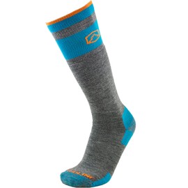 CloudLine - Calcetines de lana de merino para esquí y snowboard (peso medio), Verde azulado/Anaranjado, X-Large (Men 12-14.5, Women 13.5-15)