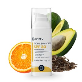 Lobey Mineral Sun Cream Face SPF 30 - Natural UVA/UVB Protection Against Sunburn & Wrinkles, Unscented, Waterproof, Ideal Under Makeup (50 ml)