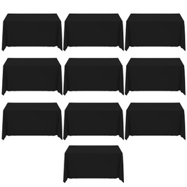LEQEE Rectangle Tablecloth,10 Pack 90 * 156inch Stain and Wrinkle Resistant Polyester Table Cloth,Decorative Fabric Table Cover for Kitchen,Dinning,Party,Wedding Rectangular(Black)