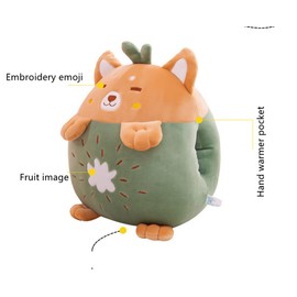 YUDONG 15" Kids Stuffed Animals Travel Blanket and Pillow Set,Cute Dog Plush Pillow with Hand Warmer Design,Perfect for Travel, Camping, Home and Office.