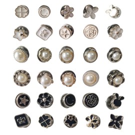 30 Pieces Safety Brooch Buttons, DIY Rhinestone Pearl Buttons Brooch, Safety Brooch, Brooch Pins for Clothing, Used for DIY Clothes Bag, Backpack, Clothes Button Decoration, transparent