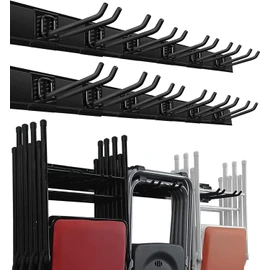 Wallmaster Garage Storage Organization Wall Mount, Garden Tool Rack Organizer Heavy Duty Folding Chair Hangers with 12 Adjustable Hooks 96inch Tracks Max Load 530lb