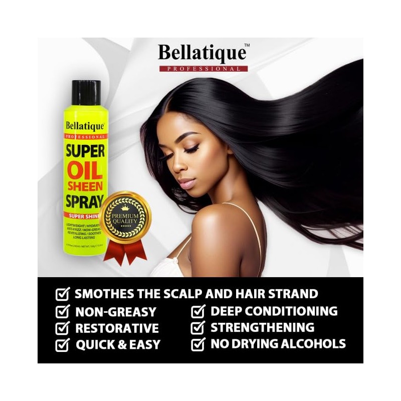BELLATIQUE Super Oil Sheen Spray (6.76 oz) - Super Shine.