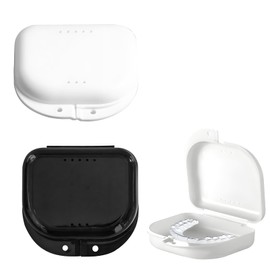 Pack of 2 Braces Box, Glitter Denture Box, Tooth Splint, Retainer Case, Dental Box Denture Box, Retainer Box, for Dentures, Braces, Mouth Guard (Black & White)