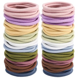 Sderoq 50 PCS Colorful Hair Ties for Thick Curly Hair Ponytail Bands